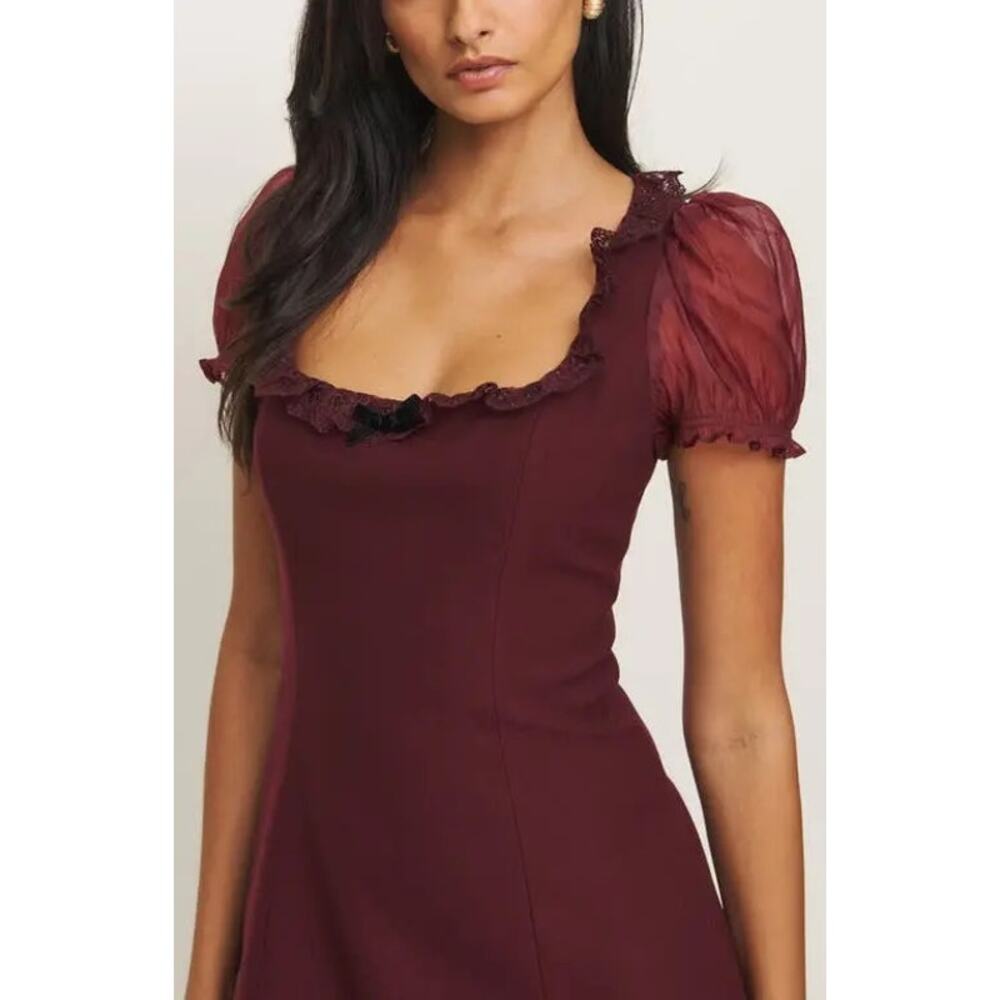 Reformation x Kacey Musgraves Bunny Wool Blend Mini Dress Plum Size 2 - Picture 2 of 11